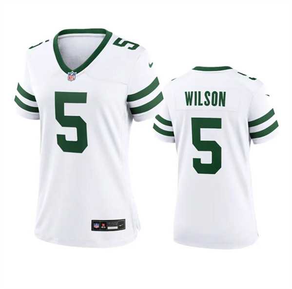 Women%27s New York Jets #5 Garrett Wilson White 2024 Stitched Jersey Dzhi